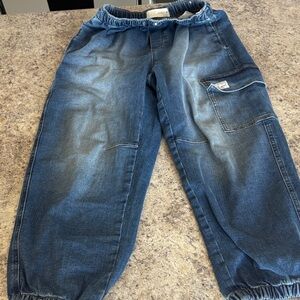 Boys Zara Relaxed fit,  Elastic-Waist Dark Blue Denim Jogger Jeans